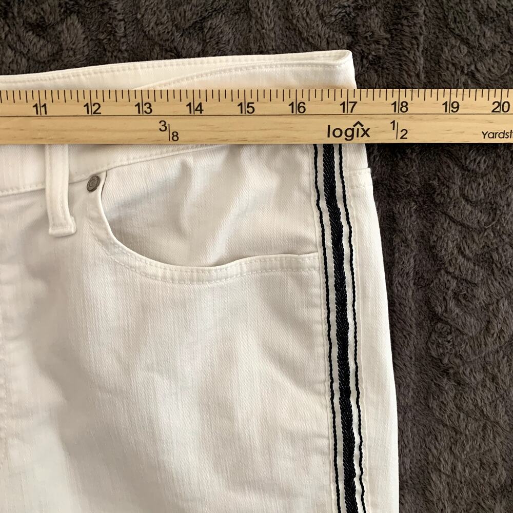 Talbot's White Jean Stretch High Waist Straight Ankle with Navy Stripes SZ 12 - Picture 5 of 6